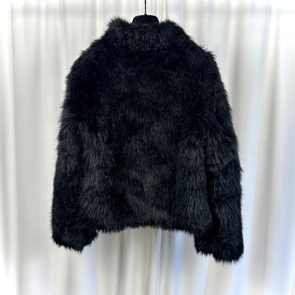 Vintage 90's 'Le Chateau' Faux Fur Teddy Coat in Black • Winter • Cropped • S/M - Picture 8 of 11